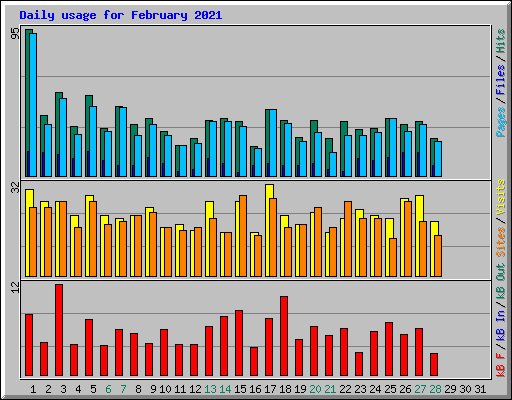 Daily usage for February 2021